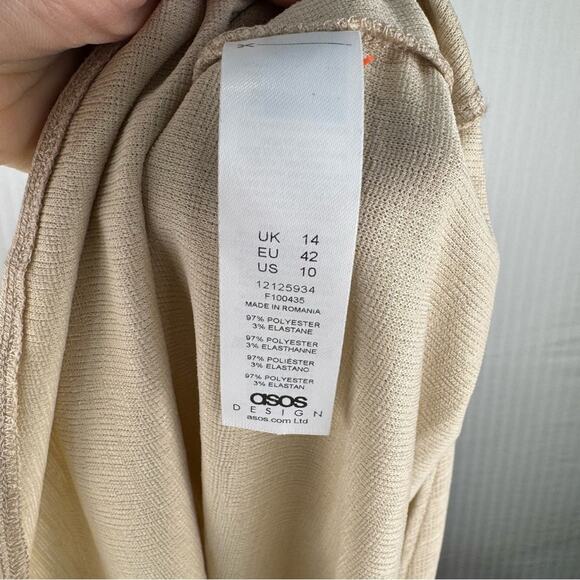 ASOS DESIGN Strappy Cupped Skater Midi Dress Natural Stone Size 10 Open Back - Picture 12 of 12